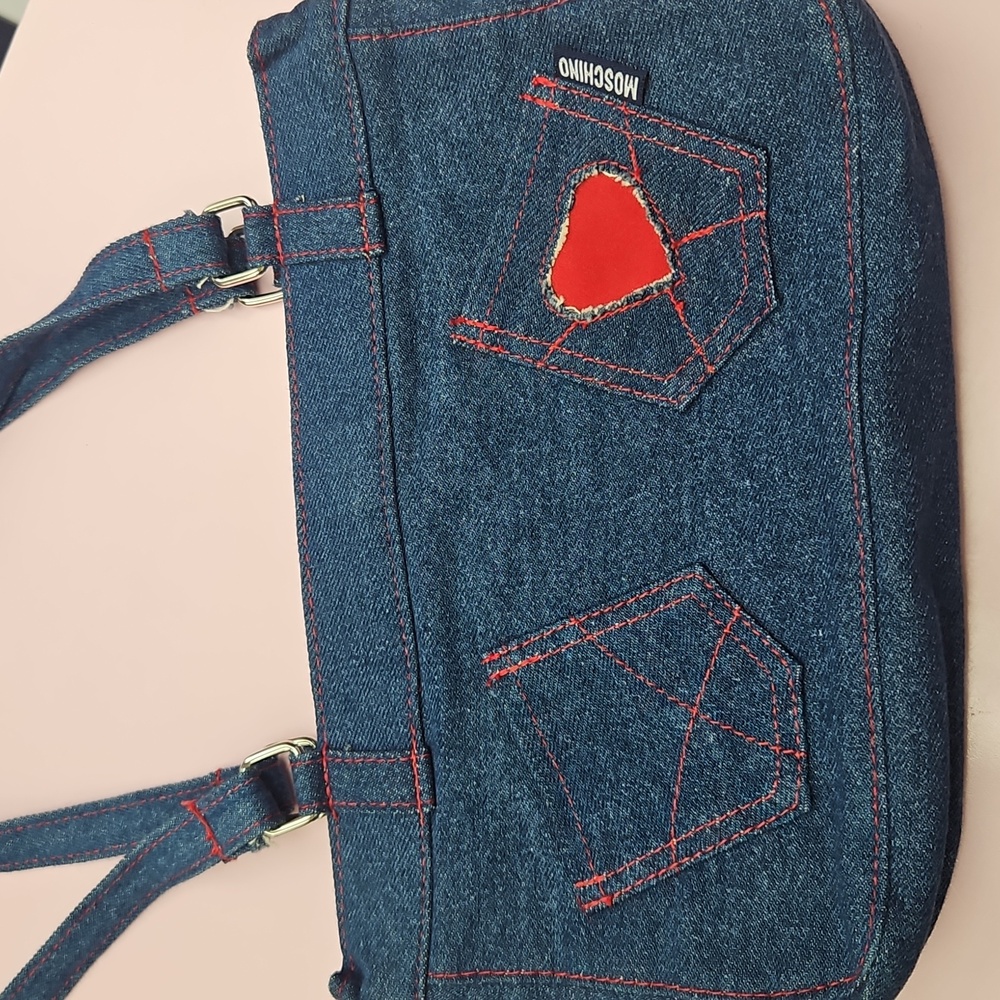 Vintage 90s y2k Moschino Blue Denim Shoulder Bag